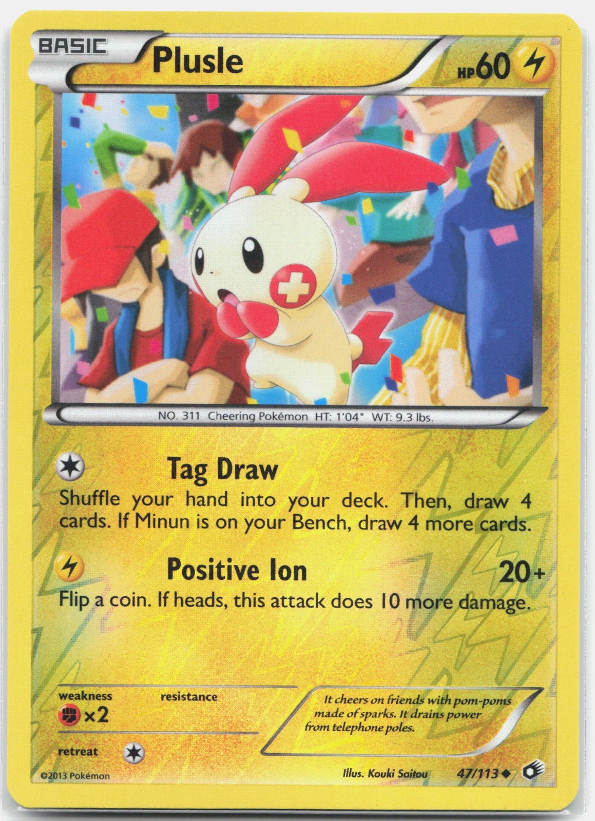 Plusle Uncommon Legendary Treasures LTR Lightning Reverse Holo 47/113 2013 LP