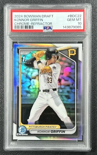 KONNOR GRIFFIN PSA 10 2024 BOWMAN CHROME DRAFT #BDC-22 REFRACTOR 1ST PROSPECT 85