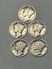 Mercury Dimes Lot Of 5 Silver Coins: 1920D