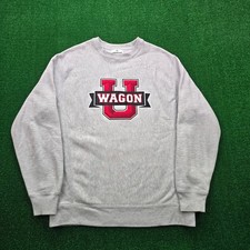 University of Utah Sweatshirt Mens Medium Crewneck Pullover Embroidered Wagon