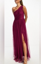 NWT ASOS Anaya Tulle One Shoulder Full Length Gown in Berry Size US 08