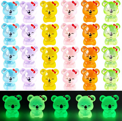28Pcs Luminous Mini Resin Koala Figurines Glow in the Dark Tiny Resin Animals Ko