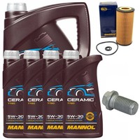 MotoröL Filter Set Mannol 5W-30 Ceramic 9 Liter + Schraube FüR Mercedes S-Klasse