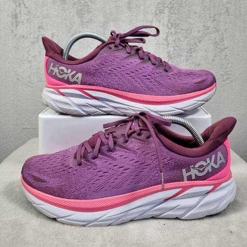 Hoka One One Trainers Womens UK 8.5 Purple Clifton 8 Running Shoes Cushioned