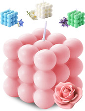 Scented Bubble Cube Candles - Home Decor Aromatherapy Candle, 5.4 Oz Soy Wax, Ro