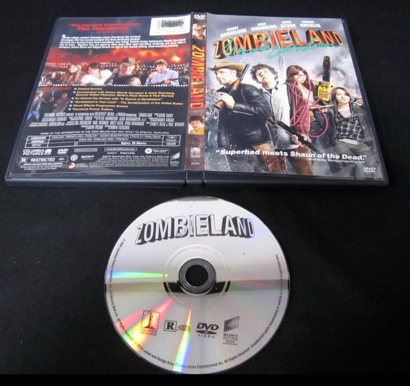 Zombieland DVD SIGNED by Woody Harrelson & Emma Stone w/COA
