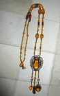 Beautiful Art Deco Czech citrine glass and rhinestone festoon long Necklace