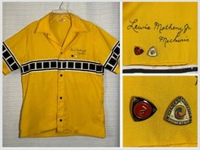 Vintage Yamaha Molly Design Mechanic Shirt AMA Pins Yellow Stroker 1970s Medium