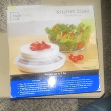 Báscula de cocina mecánica Mainstays, capacidad de 7 lb, redonda, plástico blanco