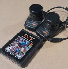 2 Atari 2600 Driving Racing Wheel Controllers Paddles & Indy 500 CLEAND & TESTED