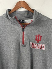 Colosseum Indiana Hoosiers 1/4 Zip Pullover Sweatshirt Mens Medium Gray IU