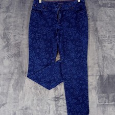 Talbots Jeans Womens 8P Blue Floral Jacquard Curvy Petites Denim Pants