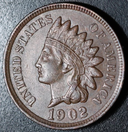 1902 INDIAN HEAD CENT - With LIBERTY & Near 4 DIAMONDS - Near AU UNC