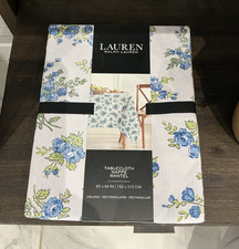 Lauren Ralph Lauren Floral Rectangular Tablecloth 60x84 White/Blue/Green Cotton