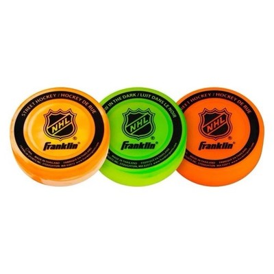 3-Pack Franklin NHL Street Hockey Pucks - Glow-In-The-Dark - High Density Colors