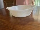 Vintage Fire King Milk Glass Swirl Oven Ware 1.5 Qt Casserole No Lid, 1950s