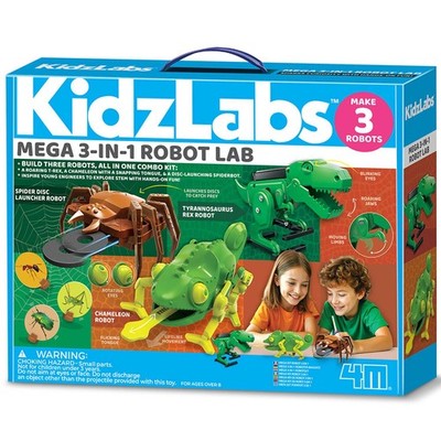 4M Mega Robot Lab - 3 in 1 Robotik Kit für Kinder, Robotertiere selber bauen