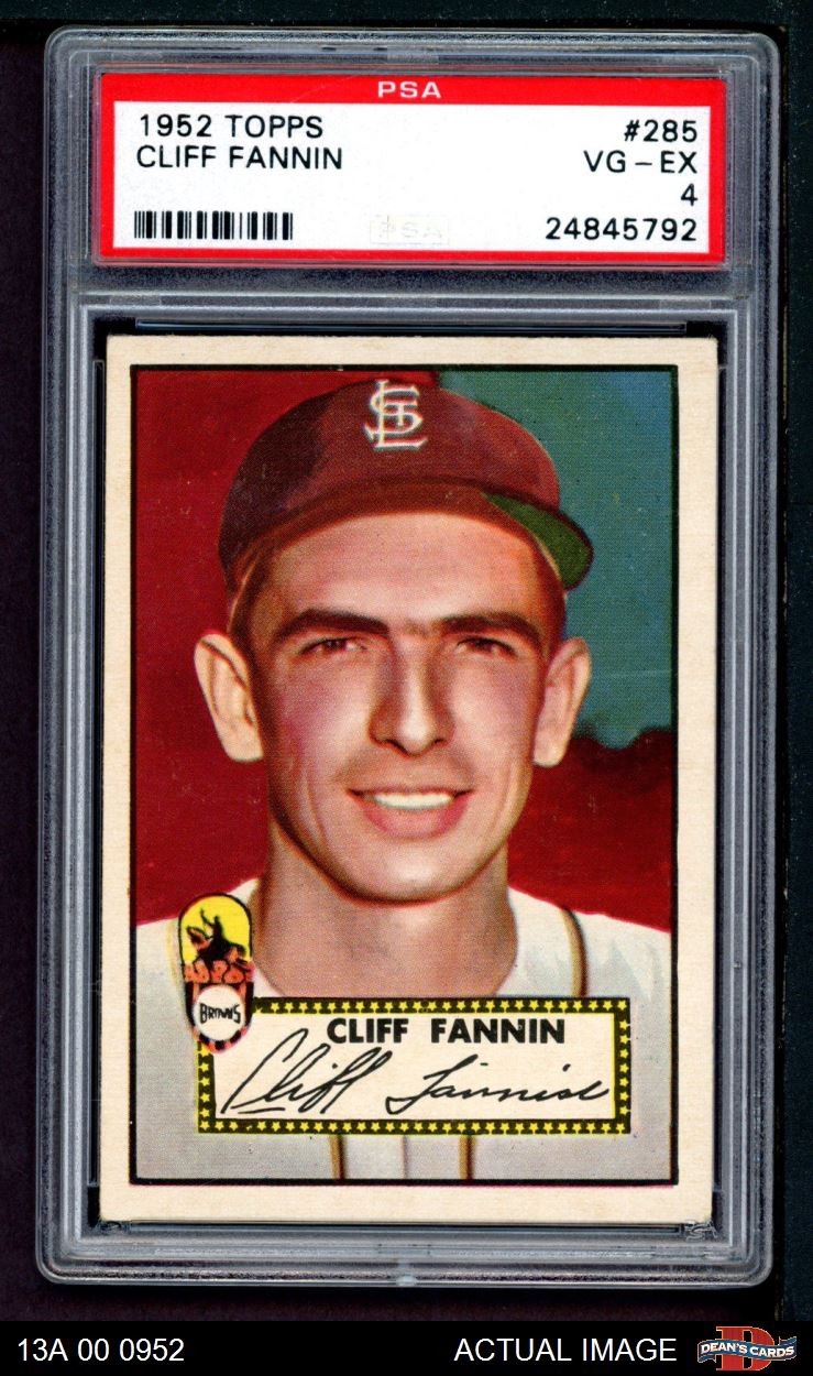 1952 Topps #285 Cliff Fannin Browns SHORT-PRINT PSA 4 - VG/EX