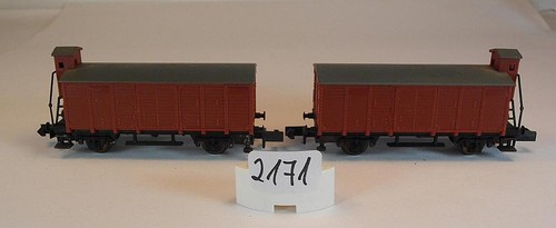 Arnold Spur N 1/160 gedeckte Güterwagen-Set 2-achsig der DRG #2171 | Zustand: Gebraucht