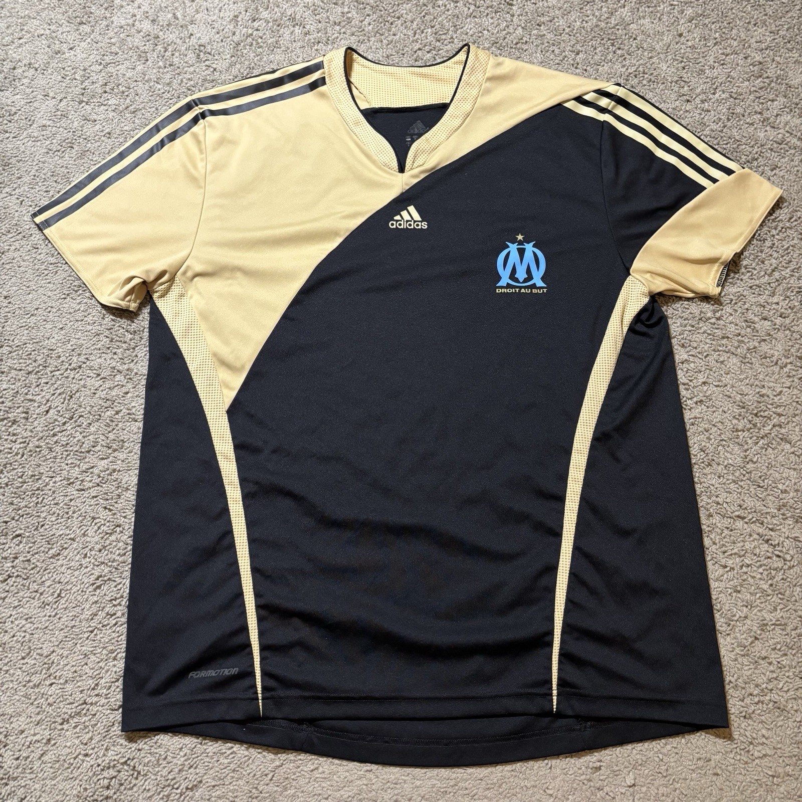 Vintage Adidas Olympique De Marseille Black Gold Soccer Jersey Men’s XL 2009