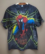 Vntg Marvel Spider Man AOP Tye Dye Sz Medium Rare Changes Tag READ