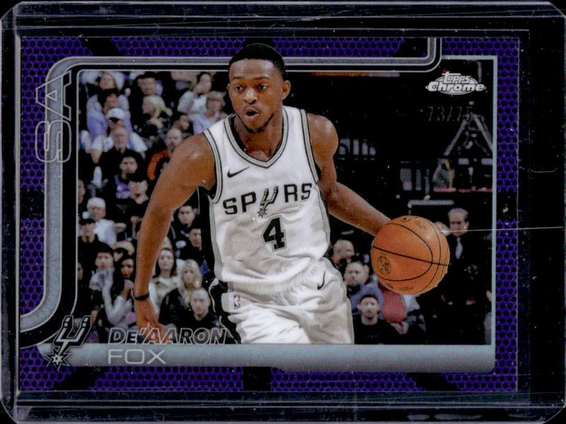 2025-26 Topps Chrome De'Aaron Fox Purple Basketball Refractor #/75 Spurs