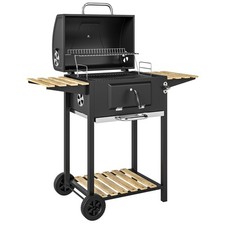 Charcoal BBQ Grill with Adjustable Charcoal Pan Barbecue Smoker Black