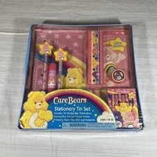 Vintage Y2K Care Bears Stationary Tin Set School Supplies New Pencils Notebook