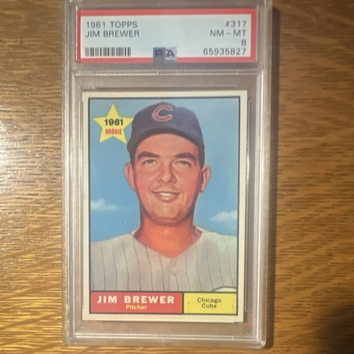 Topps 1961 Jim Brewer #317 Rookie Card PSA 8 NM-MT Chicago Cubs vintage rare