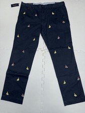 Polo Ralph Lauren Mens Stretch Slim Fit Sailboat Chino Navy 38X32 Free Ship NWOT