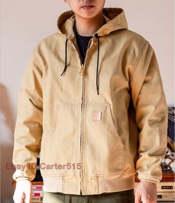Red Tornado Fall Vintage 14oz Men's Jacket Hooded Canvas Coat Loose Outerwear