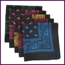 Black Hip Hop Bandana Kerchief Unisex Hair Band Neck Scarf Paisley Headwear.