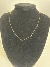 Dainty CZ 1MM Stones 925 Silver plated Gold Vermeil  Necklace MAJ 16”  