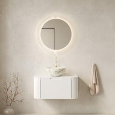 DINA 30" Bathroom Vanity Sink, Floating Curved Edges Striped Storage Cabinet w