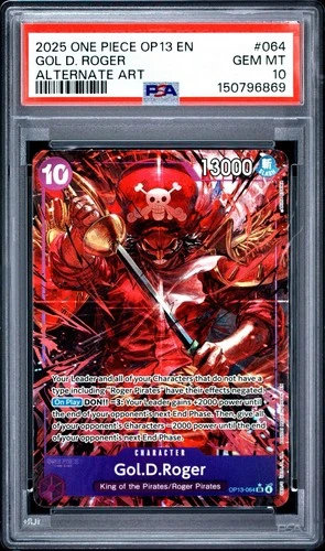 2025 ONE PIECE OP13-CARRYING ON HIS WILL ALTERNATE ART #064 GOL D. ROGER PSA 10