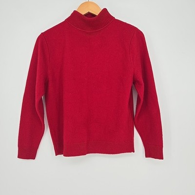 Vtg 70s Pendleton Womens Petite M Red 100% Wool Sweater Mock Neck Pullover