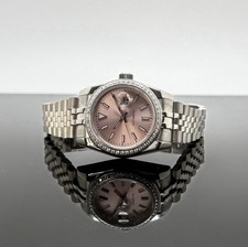 Custom 31mm Lady Dj Pink Dial Cz Diamonds Mod Watch W Nh05 Automatic