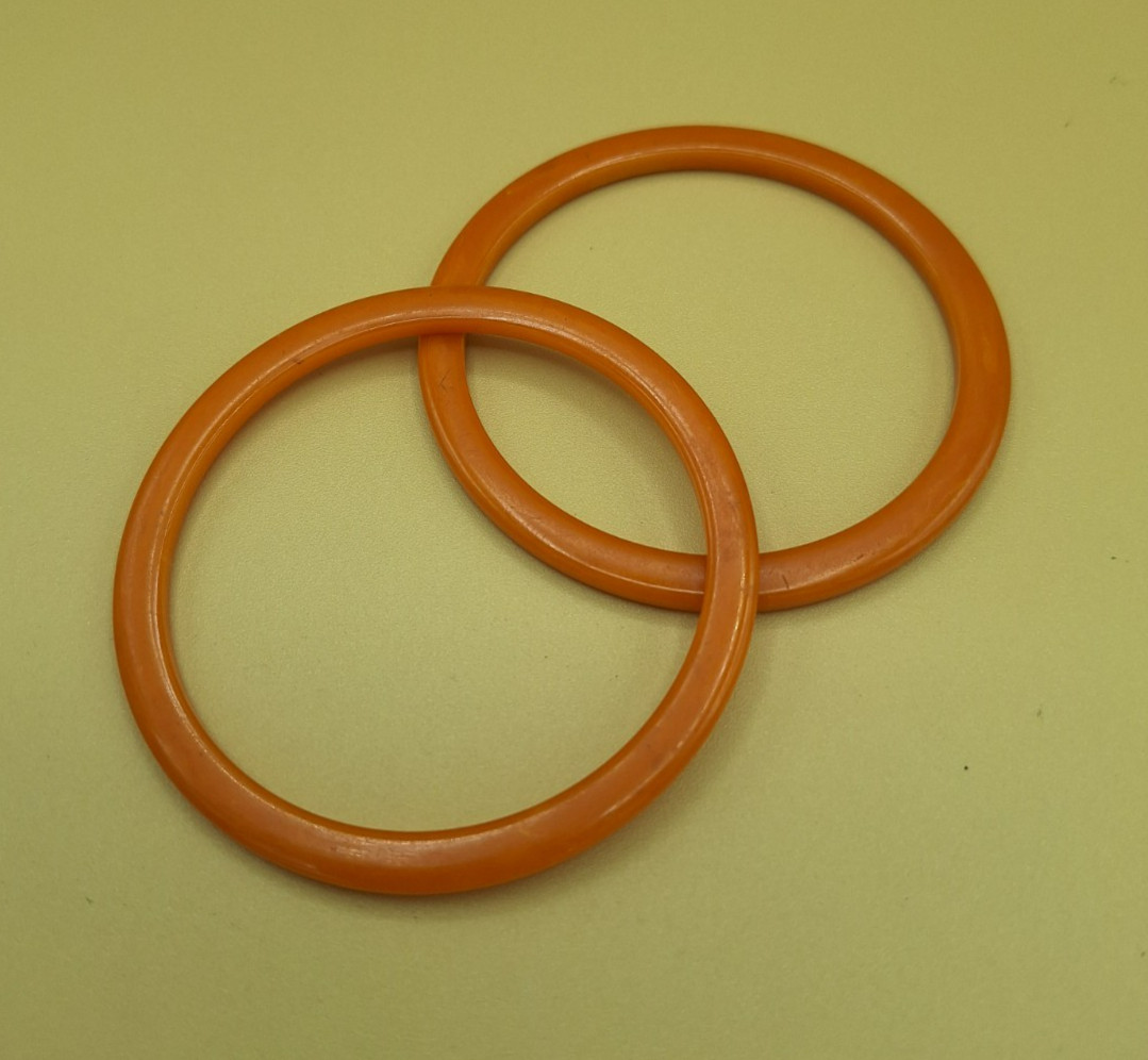 Vintage Bakelite Orange Stackable Slim Flat Edge … - image 4
