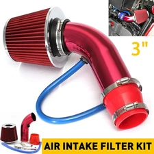 3" Car Cold Air Intake Filter Induction Kit Pipe Aluminum Power Flow Hose System