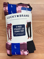 Lucky Brand 2-Pack Straight Leg Lounge Pants, Women's Size L, Pink