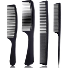 4 Pieces Combs for Women and Man, Premium Black Carbon Fiber Hair Comb Set