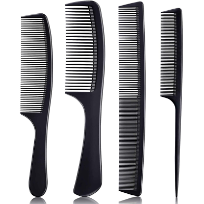 #ad 4 Pieces Combs for Women and Man Premium Black Carbon Fiber Hair Comb Set $7.55