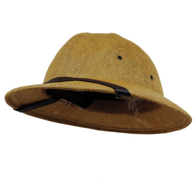 African Safari Jungle Sun Hat Toyo Pith Helmet With Sweatband Dark Tan Natural