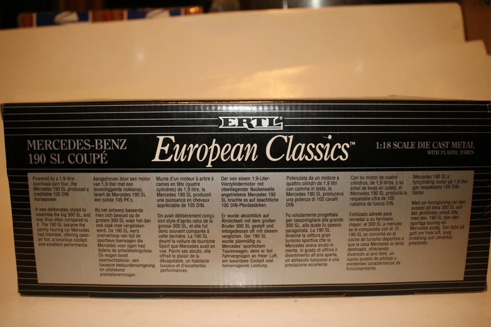 Ertl European Classics Mercedes Benz 190 SL cupé, rojo escala 1:18 diecast Foto 4 de 4