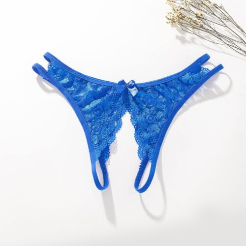 Sexy perizoma mutandine aperto all'uncinetto perizoma pizzo senza cavallo biancheria intima da notte - Foto 15 di 29