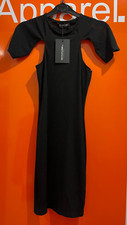 Pretty LittleThing Black Ribbed Underarm Cut Out Bodycon Dress, Size 6, BNWT, sf