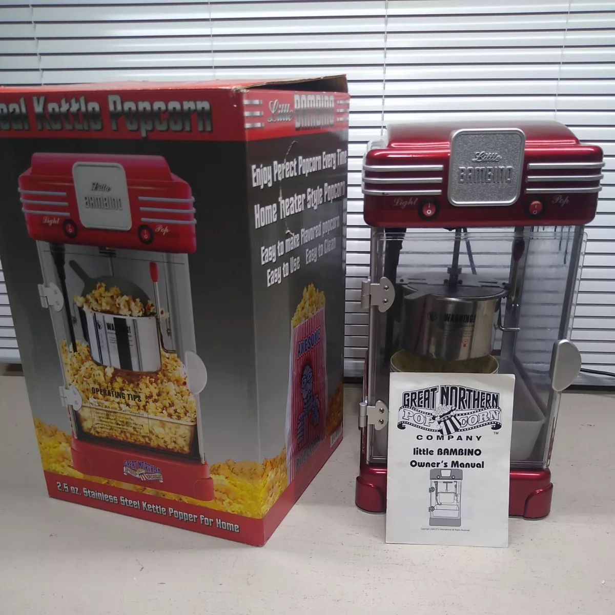 Great Northern Popcorn Machine Little Bambino Popper 2.5oz Bar countertop size