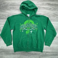 Philadelphia Phillies Jacket Mens Large Green Full Zip Hoodie Irish Shamrock