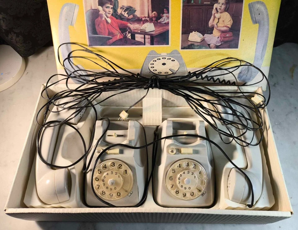 Jouet ancien Téléphones intercommunicants boîte d'origine VI. PA. Italie vintage - Photo 3/4