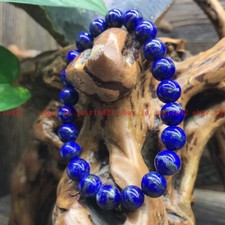 Natural 4/6/8/10/12/14mm Blue Lapis Lazuli Gemstone Bracelet Bangle 7.5" AAA